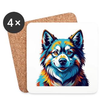 Sibérie occidentale Laïka Chien Race Dessin animé Kawaii - Dessous de verre (lot de 4) - blanc - Devant