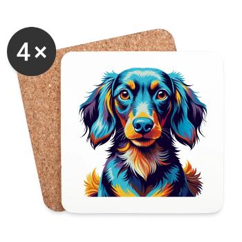 Westphalien Dachsbracke Chien Race Dessin Animé Kawaii - Dessous de verre (lot de 4) - blanc - Devant