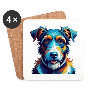 Fil Fox Terrier Chien Race Coloré Dessin Animé Kawaii - Dessous de verre (lot de 4) - blanc - Devant