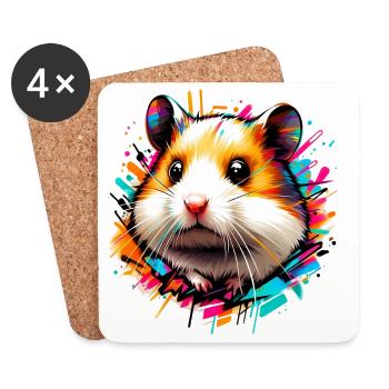 Hamster - Untersetzer (4er-Set) - Weiß - Vorne