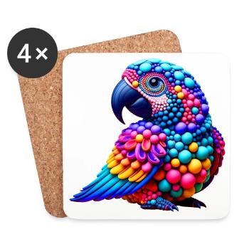 Pop-Art-Bird (01) - Untersetzer (4er-Set) - Weiß - Vorne