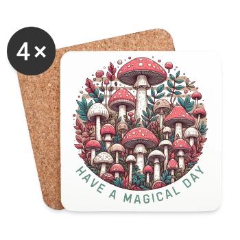 Champignon - Dessous de verre (lot de 4) - blanc - Devant