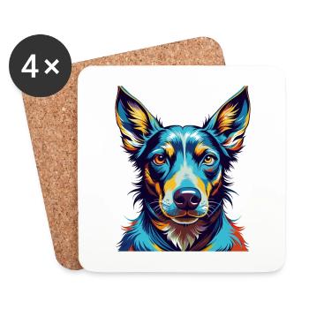 Chien courant andalou race de chien dessin animé coloré Kawaii - Dessous de verre (lot de 4) - blanc - Devant