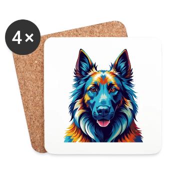 Belgian Tervuren Dog Breed Colorful Cartoon Kawaii - Coasters (set of 4) - white - Front