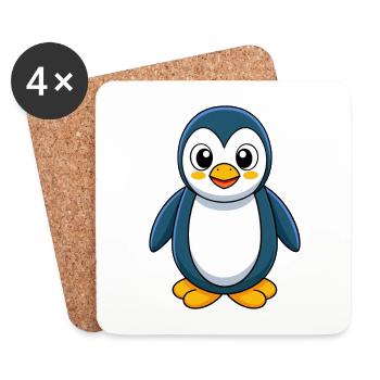 Pinguin Niedliche Maskottchen Cartoon Figur Kawaii - Untersetzer (4er-Set) - Weiß - Vorne