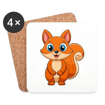 Eichhörnchen Niedliche Maskottchen Zeichentrickfigur Kawaii - Untersetzer (4er-Set) - Weiß - Vorne