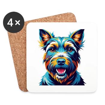 Welsh Terrier Hunderasse Bunte Karikatur Kawaii - Untersetzer (4er-Set) - Weiß - Vorne