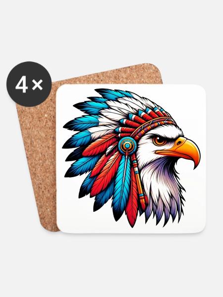 Amerikanischer Indianer Adler Amerikanische Rothaut - Untersetzer (4er-Set) - Weiß