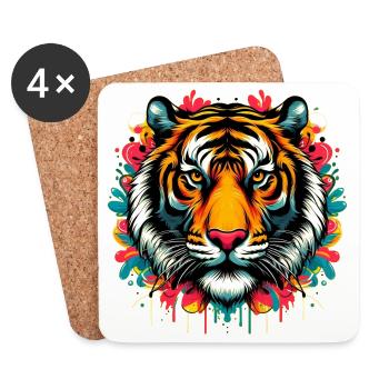 Tigre - Dessous de verre (lot de 4) - blanc - Devant