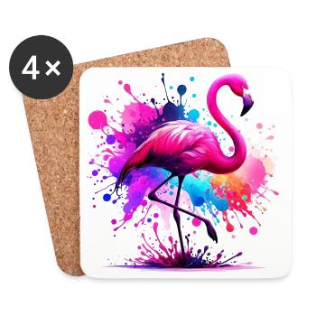 Flamant - Dessous de verre (lot de 4) - blanc - Devant