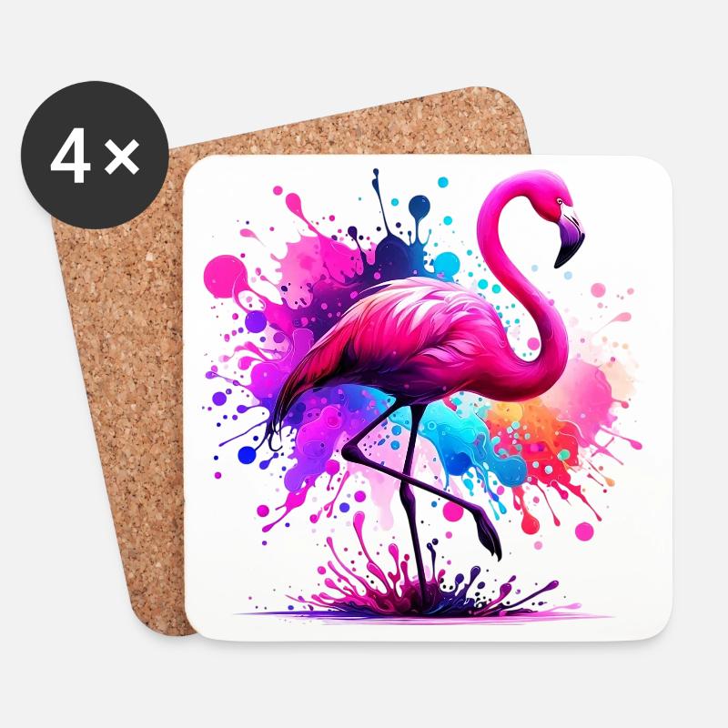 Flamingo - Untersetzer (4er-Set) - Weiß