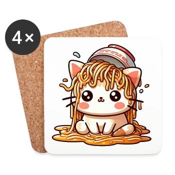 Ramen Cat-Geschmack! Die Ramen-Katze - Untersetzer (4er-Set) - Weiß - Vorne