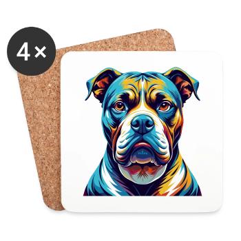 American Bulldog Breed Colorful Cartoon Kawaii - Coasters (set of 4) - white - Front