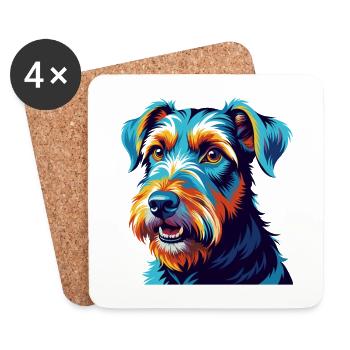 Airedale Terrier Hunderasse Bunte Karikatur Kawaii - Untersetzer (4er-Set) - Weiß - Vorne