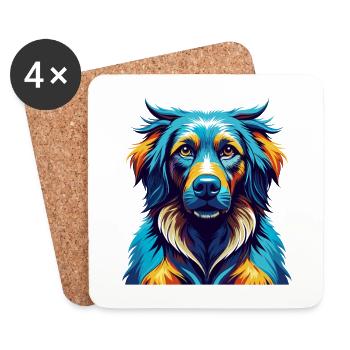 Race de chien Kuchi afghan Dessin animé coloré Kawaii - Dessous de verre (lot de 4) - blanc - Devant