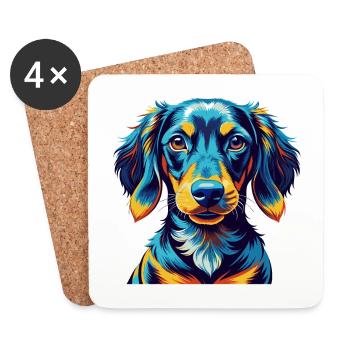 Alpine Dachsbracke Dog Breed Cartoon Kawaii - Coasters (set of 4) - white - Front