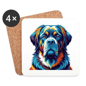 Alpine Mastiff Dog Breed Colorful Cartoon Kawaii - Coasters (set of 4) - white - Front