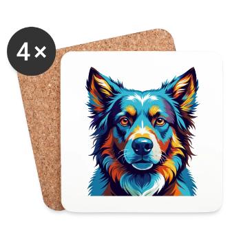 Argentino Chien Race Coloré Dessin Animé Kawaii - Dessous de verre (lot de 4) - blanc - Devant