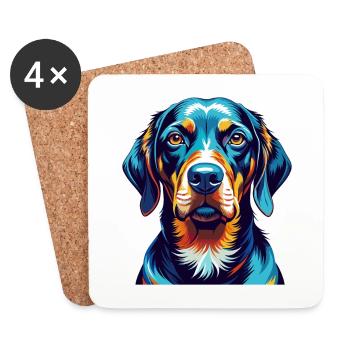 Schwarz Und Tan Coonhound Hunderasse Karikatur Kawaii - Untersetzer (4er-Set) - Weiß - Vorne