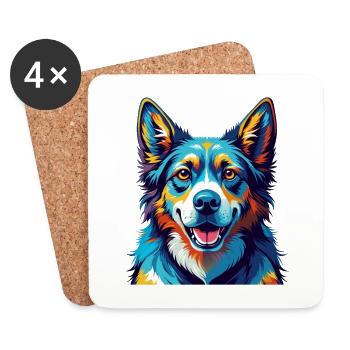 Akbash Dog Breed Colorful Cartoon Kawaii - Coasters (set of 4) - white - Front
