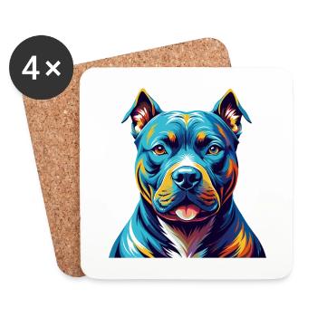 American Pitbull Terrier Dog Breed Cartoon Kawaii - Coasters (set of 4) - white - Front