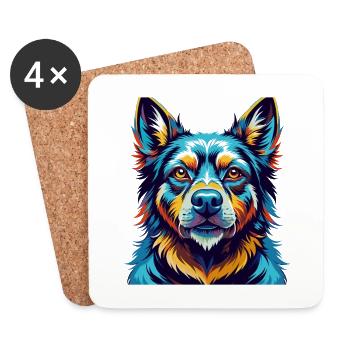 Aryan Molossus Chien Race Coloré Dessin Animé Kawaii - Dessous de verre (lot de 4) - blanc - Devant