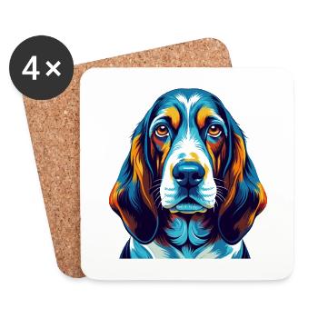 Basset Bleu De Gascogne Hunderasse Karikatur Kawaii - Untersetzer (4er-Set) - Weiß - Vorne