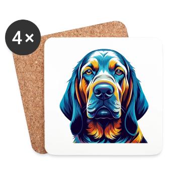 Bloodhound Hunderasse Bunte Karikatur Kawaii - Untersetzer (4er-Set) - Weiß - Vorne