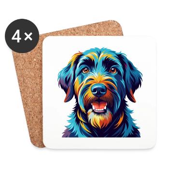 Black Russian Terrier Dog Breed Cartoon Kawaii - Coasters (set of 4) - white - Front