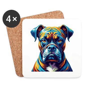 Bull Boxer Hund Rasse Bunt Karikatur Kawaii - Untersetzer (4er-Set) - Weiß - Vorne