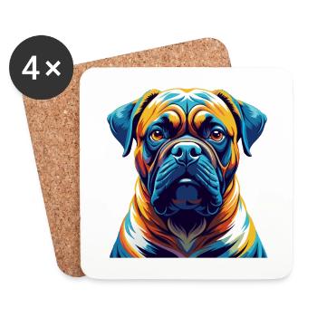 Bullmastiff Dog Breed Colorful Cartoon Kawaii - Coasters (set of 4) - white - Front