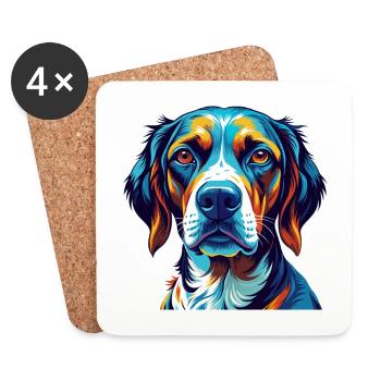 Burgos pointeur chien race coloré dessin animé kawaii - Dessous de verre (lot de 4) - blanc - Devant