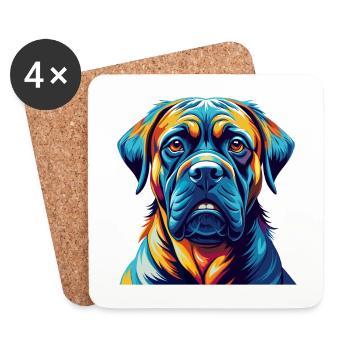 Dogue brésilien Chien race dessin animé Kawaii - Dessous de verre (lot de 4) - blanc - Devant
