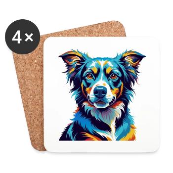 Cao Da Serra De Aires Dog Breed Cartoon Kawaii - Coasters (set of 4) - white - Front