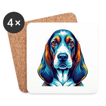 Basset Artesien Normand Hunderasse Karikatur Kawaii - Untersetzer (4er-Set) - Weiß - Vorne