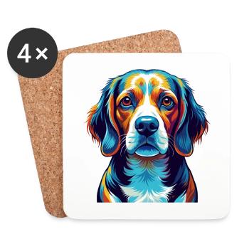 Beagle Harrier Hunderasse Bunte Karikatur Kawaii - Untersetzer (4er-Set) - Weiß - Vorne