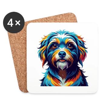 Bolognese Dog Breed Colorful Cartoon Kawaii - Coasters (set of 4) - white - Front