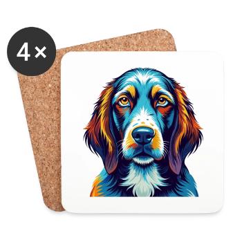 Bracco Italiano Race Chien Coloré Dessin Animé Kawaii - Dessous de verre (lot de 4) - blanc - Devant