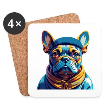 Chien Francais Dog Breed Colorful Cartoon Kawaii - Coasters (set of 4) - white - Front
