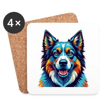 Caucasien Ovcharka Chien Race Dessin Animé Kawaii - Dessous de verre (lot de 4) - blanc - Devant