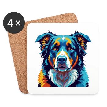 Central Asian Shepherd Dog Breed Cartoon Kawaii - Coasters (set of 4) - white - Front