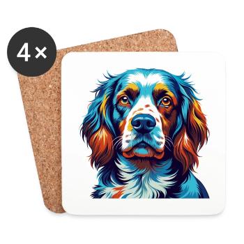 Clumber Spaniel Chien Race Coloré Dessin Animé Kawaii - Dessous de verre (lot de 4) - blanc - Devant