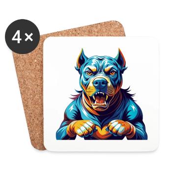 Cordoba Fighting Dog Breed Colorful Cartoon Kawaii - Coasters (set of 4) - white - Front
