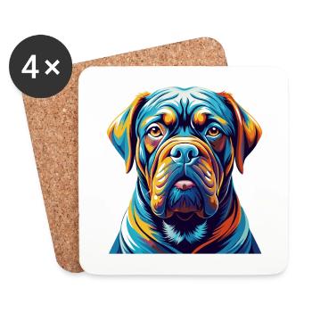 Bordeauxdogge Hunderasse Karikatur Kawaii - Untersetzer (4er-Set) - Weiß - Vorne