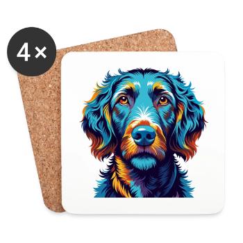 Curly Coated Retriever Dog Breed Cartoon Kawaii - Coasters (set of 4) - white - Front