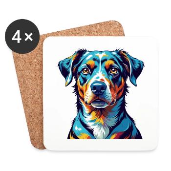 Catahoula Cur Chien Race Coloré Dessin Animé Kawaii - Dessous de verre (lot de 4) - blanc - Devant