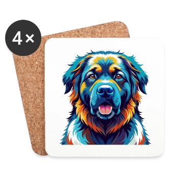 Chien de berger caucasien Race Dessin animé Kawaii - Dessous de verre (lot de 4) - blanc - Devant