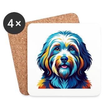 Coton De Tulear Chien Race Coloré Dessin Animé Kawaii - Dessous de verre (lot de 4) - blanc - Devant