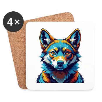 Dingo Hund Rasse Buntes Aquarell Karikatur Kawaii - Untersetzer (4er-Set) - Weiß - Vorne