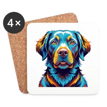 Chesapeake Bay Retriever Chien Race Dessin animé Kawaii - Dessous de verre (lot de 4) - blanc - Devant